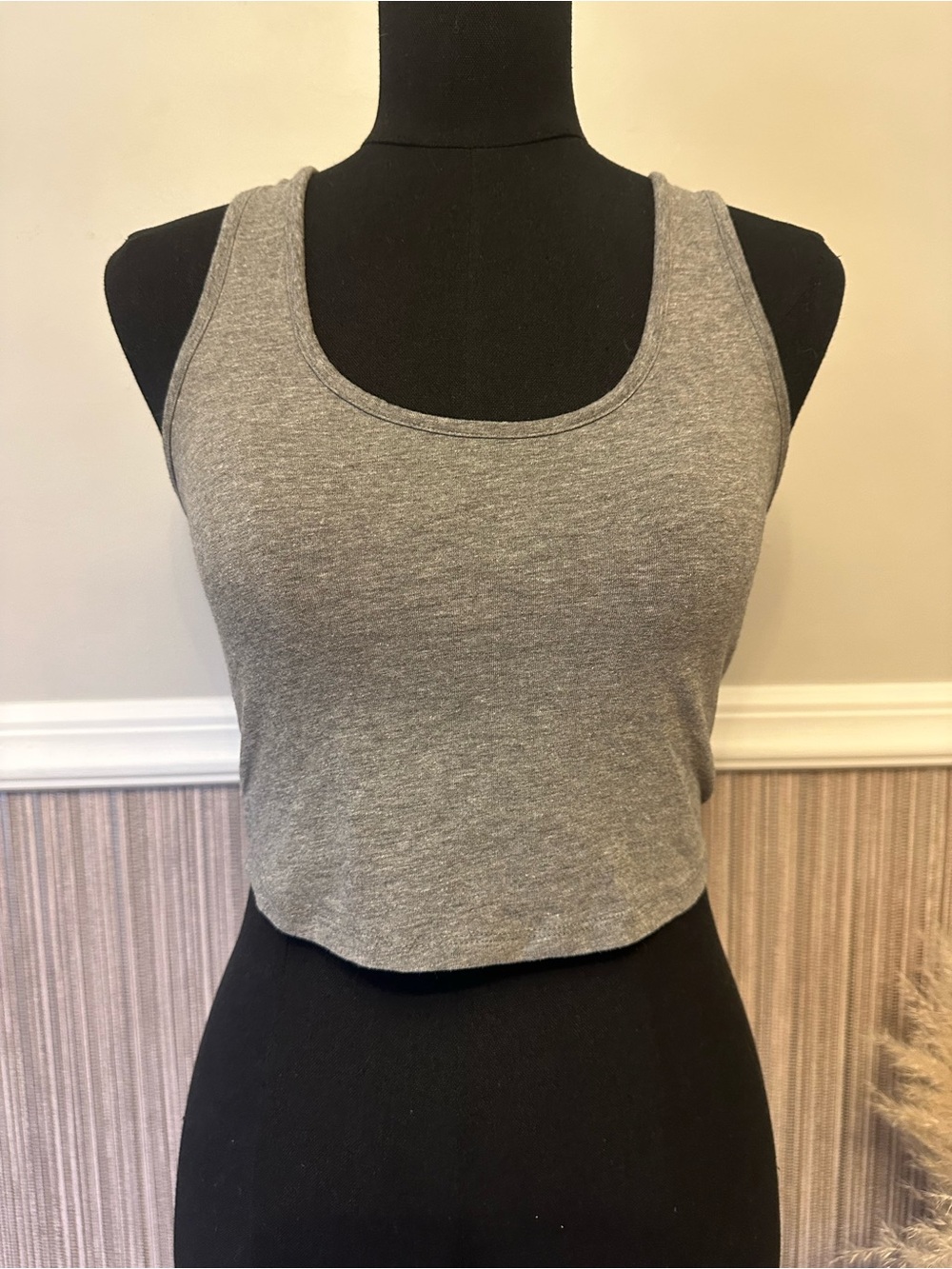 Fashion Nova Gray Racerback Cropped Tank Top Medium Stretch Basic